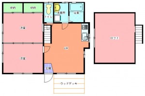 2LDK貸家、須能住宅Cの間取図