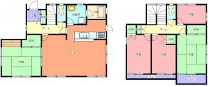 5LDK賃貸一戸建、中村住宅の間取図