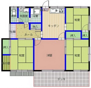 4DK賃貸一戸建、相川住宅の間取図