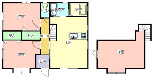 3LDK賃貸一戸建、須能住宅３の間取図